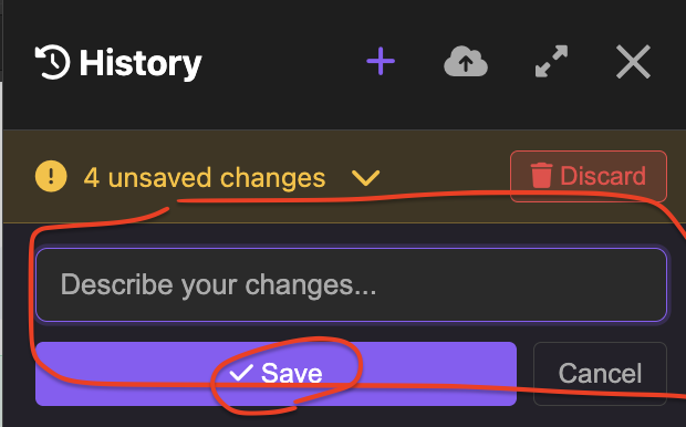 Type commit message and save