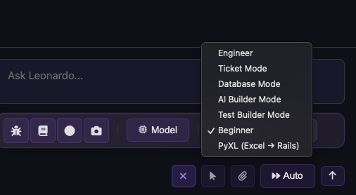 The mode dropdown, opened from More Tools